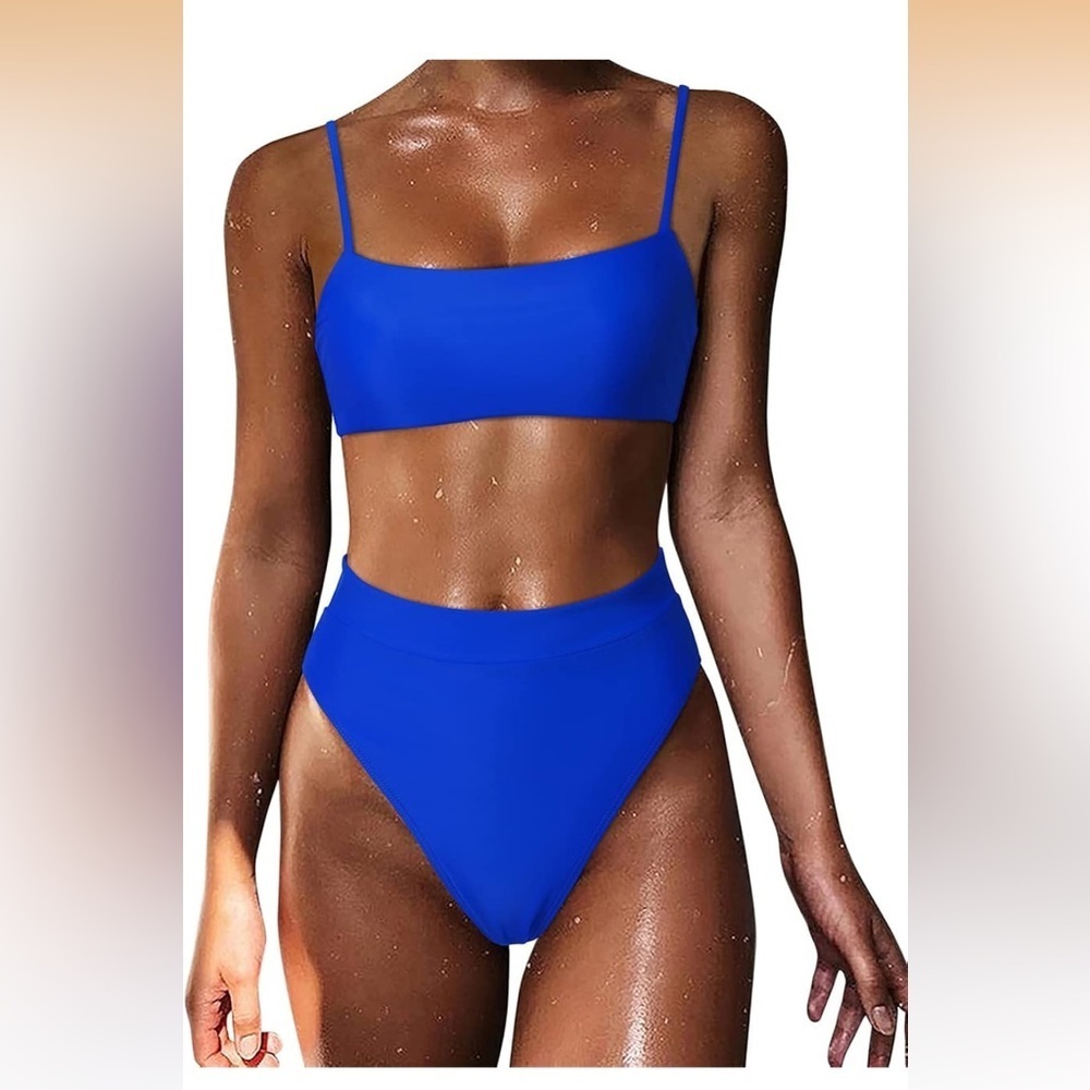 Vibrant Royal Blue Bikini Set high waisted high cut push up Bandeau size M/0144
